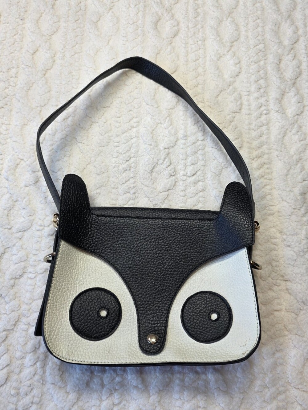 Mellow World Panda Face Black White Shoulder Bag Purse